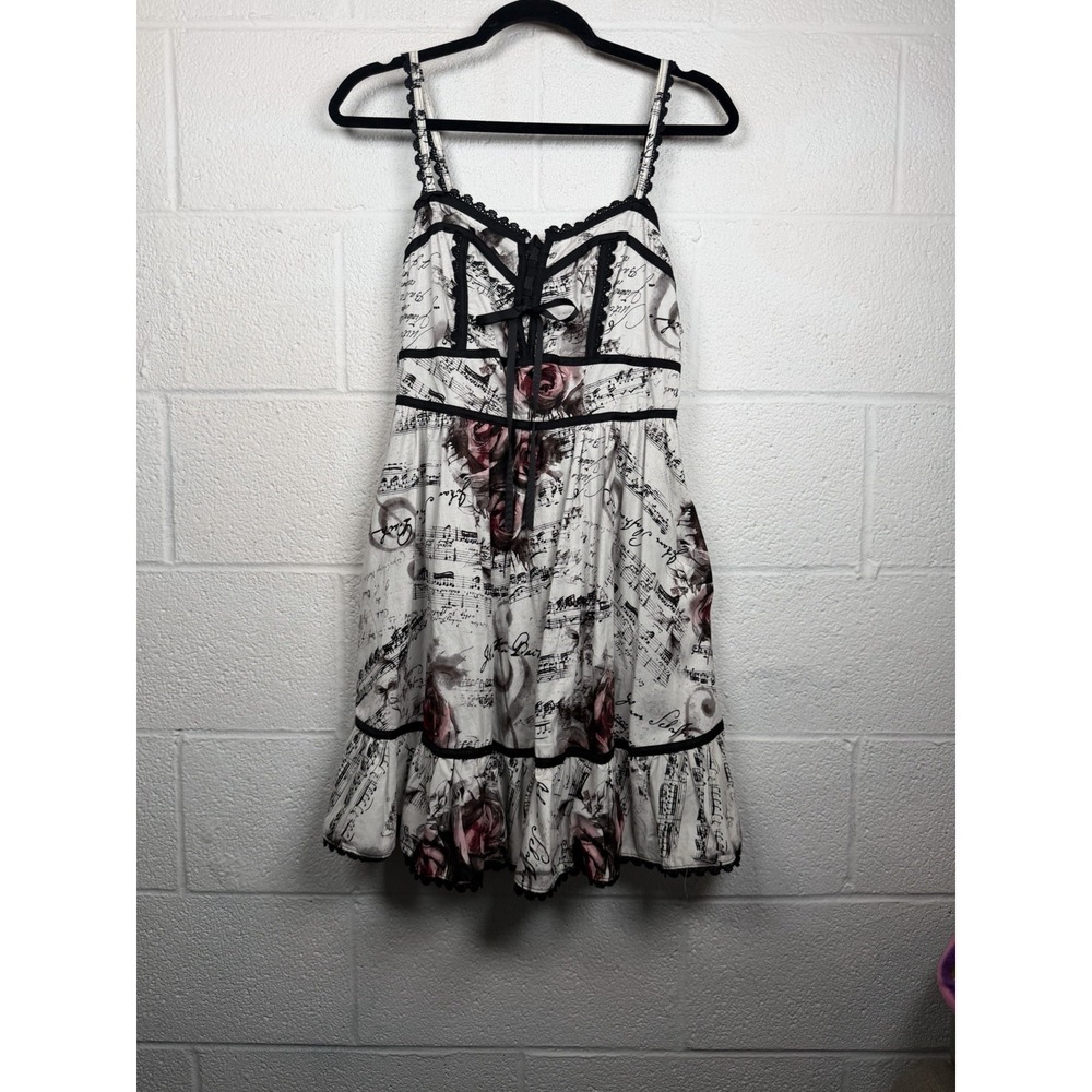 Hot Topic Dress Womens M Rose Music Note Corset Lace Victorian Punk